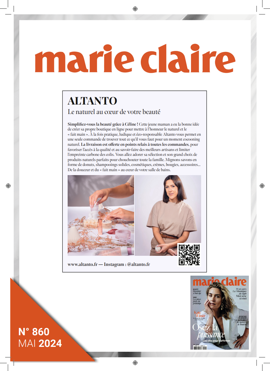 On parle d'Altanto dans le magazine Marie Claire n°860 - Mai 2024
