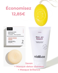 Pack Éclat d'été Savon + Masque detox cheveux + Masque brillance