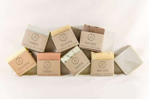 gamme de savon bio naturel fabriqué en france avec des ingrédients sains et un packaging ecoresponsable